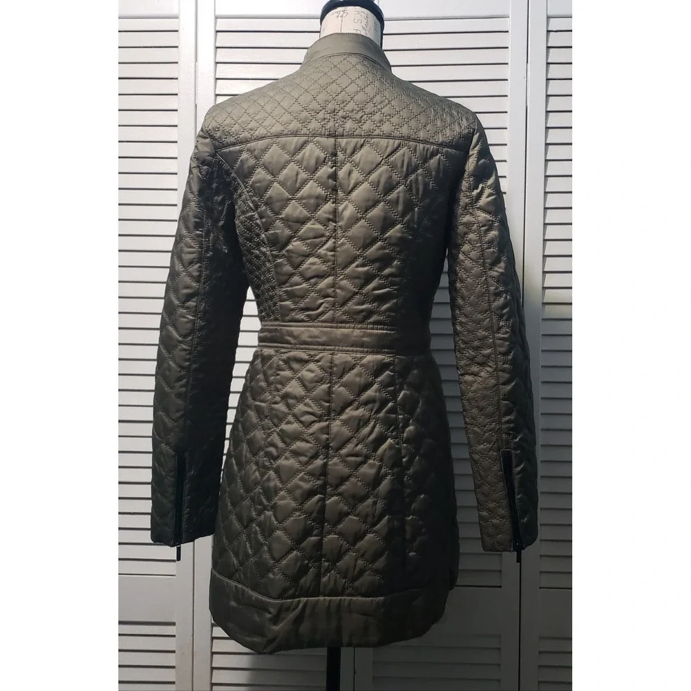 Laundry Shelli Segal Quilted Jacket Women's Small Olive Green Fill Zip Lined EUC - Picture 6 of 12